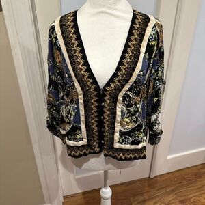 Free People Black and Gold Boho Cardigan - Sz S